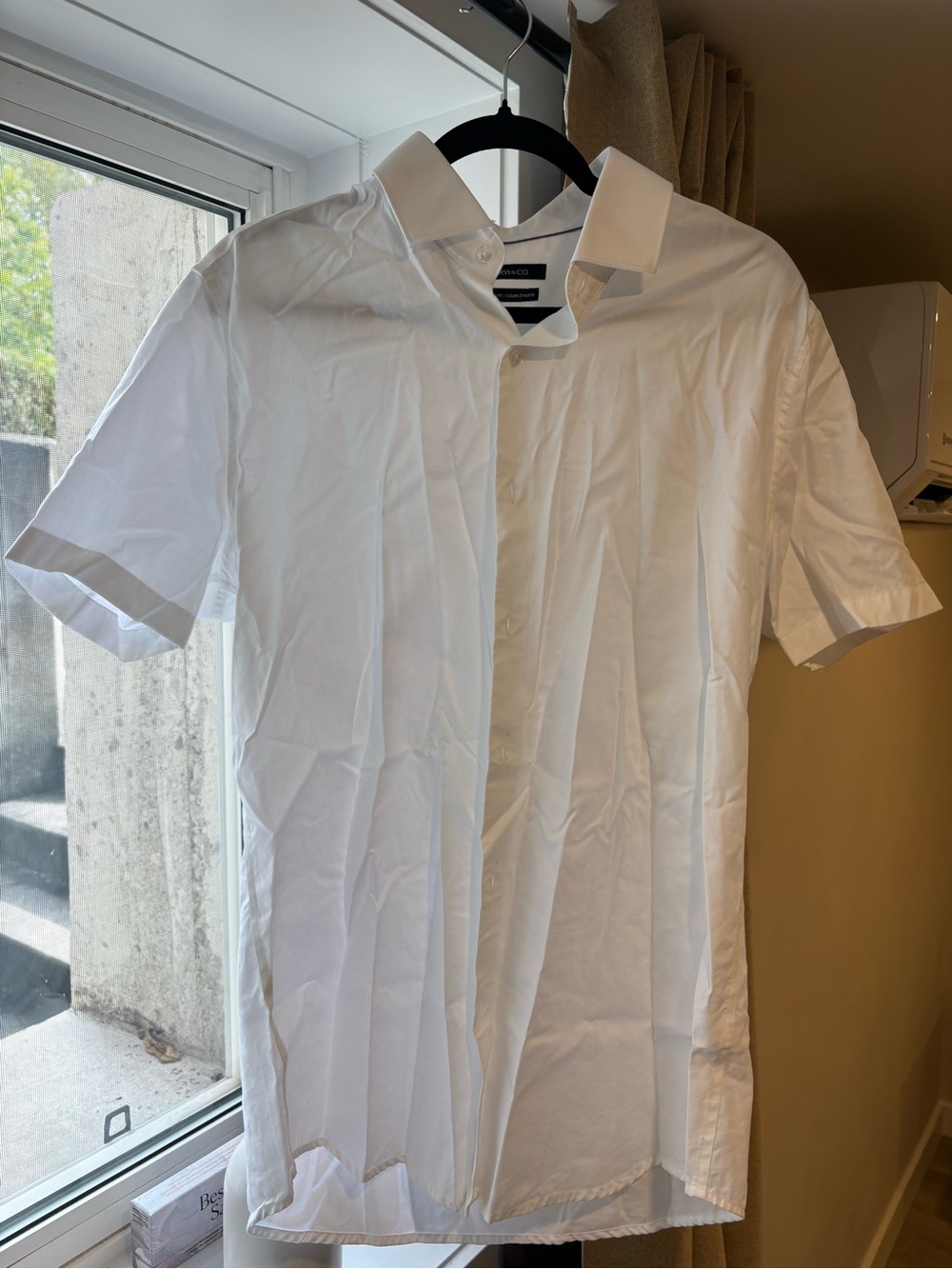 RW&Co Slim Fit White Short-Sleeve Dress Shirt - Classic Collar